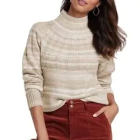 Knox Rose Sweaters - Knox Rose Sweater Size S Oatmeal Striped Mock Neck Pullover NWT Soft